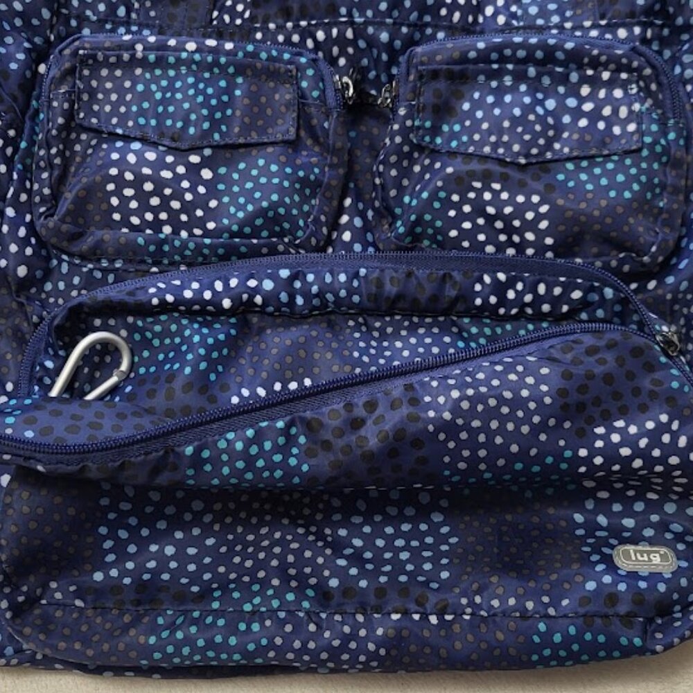 EUC Lug Puddle Jumper Packable Tote CONFETTI BLUE DOT - Picture 3 of 6